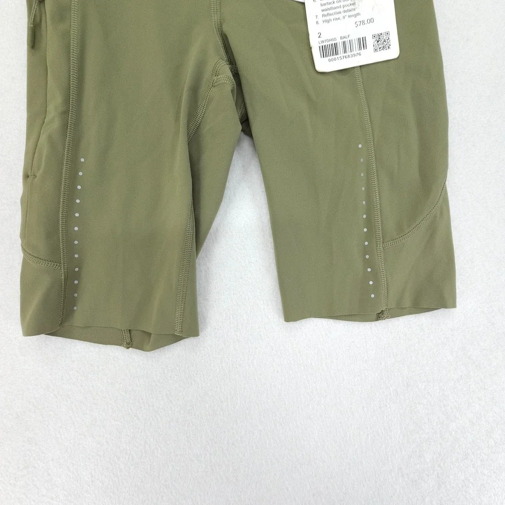 Lululemon Shorts Womens 2 Bay Leaf Fast and Free HR 8 Inch Light NWT Running